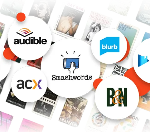 A collage featuring books and various items, prominently displaying the text smartwords in a creative layout.